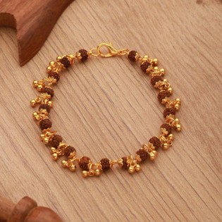Gold Plated Elemental Rudraksha Bracelet For Women Gold Plated Elemental Rudraksha Bracelet For Women