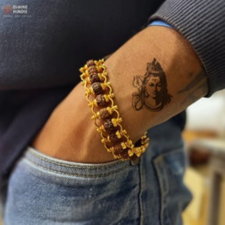 Gold Plated Modern Rudraksha Bracelet Gold Plated Modern Rudraksha Bracelet