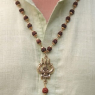 Gold Plated Rudraksha Trishool Necklace Gold Plated Rudraksha Trishool Necklace